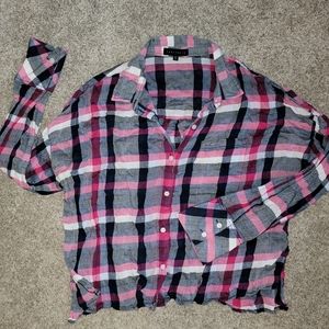 Button Down Plaid Blouse